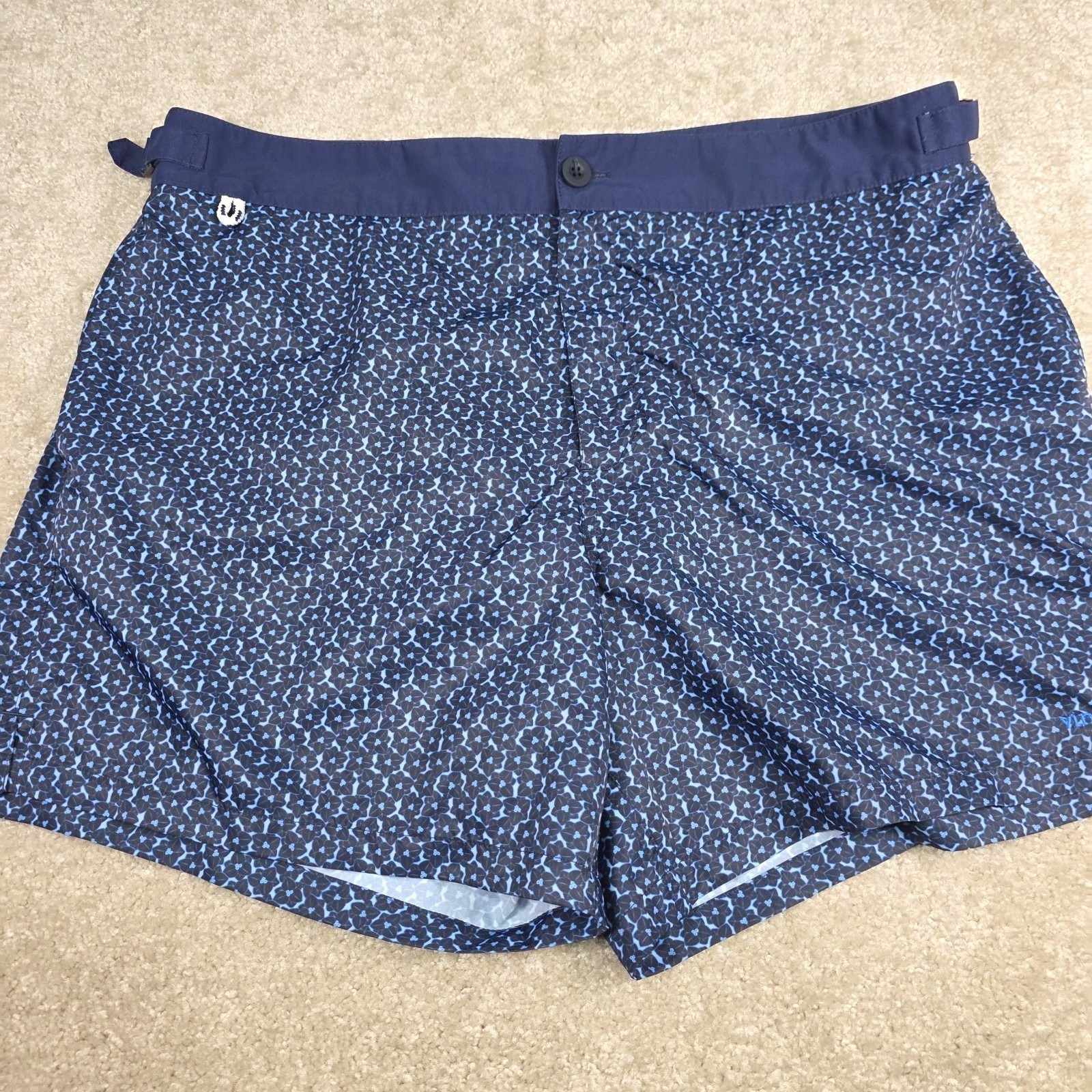 Vineyard Vines Swim Trunks Mens 36 Navy Blue Geometric Floral Mesh Lined 6 Insm